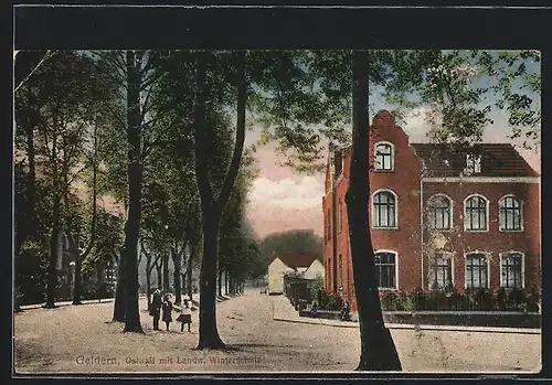 AK Geldern, Strasse am Ostwall mit Landwirtschaftlicher Winterschule