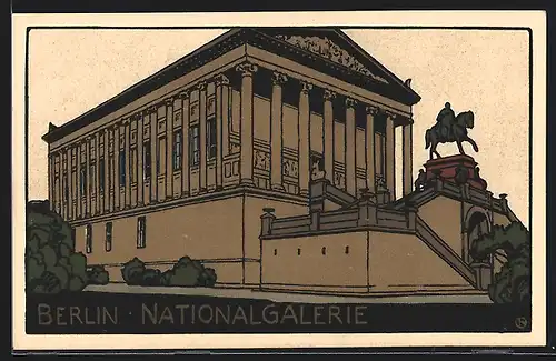 Steindruck-AK Berlin, Nationalgalerie