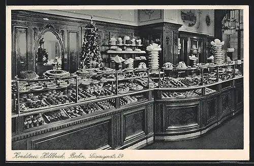 AK Berlin, Konditorei Hillbrich, Leipzigerstr. 24, Innenansicht