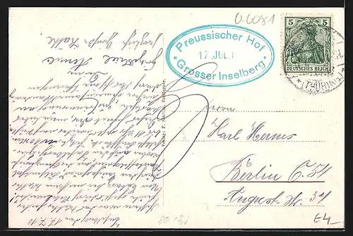 AK Inselsberg, Blick vom Preussischen Aussichtsturm