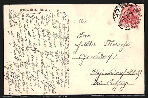 AK Grossschönau, Gasthaus Hutberg, Gartenlokal