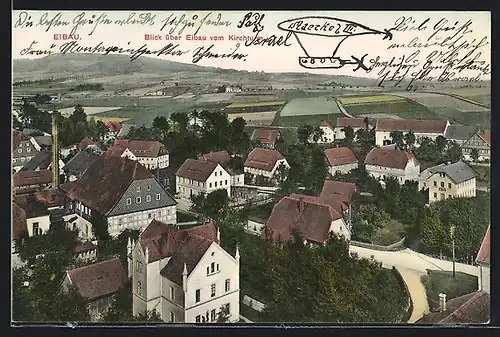 AK Eibau, Blick über den Ort vom Kirchturm