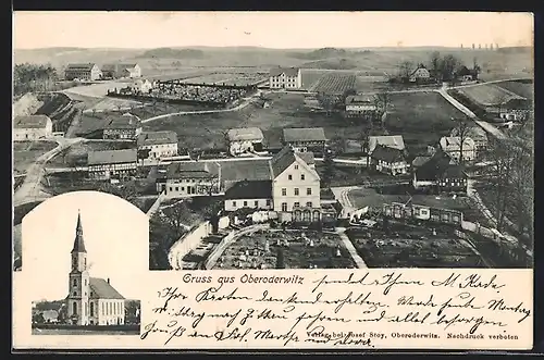 AK Oberoderwitz, Teilansicht, Kirche