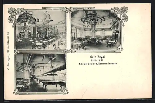 AK Berlin, Cafe Royal, Ecke der Beuth- u. Kommandantenstr., Innenansichten