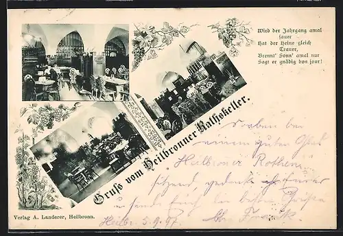 AK Heilbronn, Gaststätte Rathskeller, Innenansichten