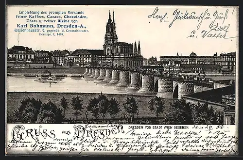Lithographie Dresden, Ortsansicht von Stadt Wien