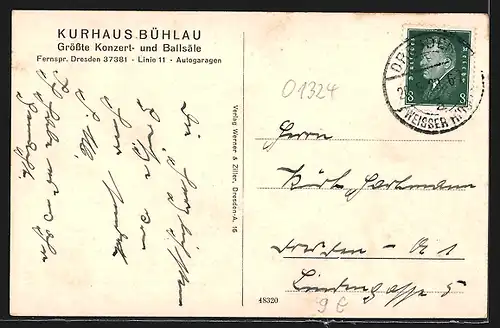 AK Bühlau, Gasthaus Kurhaus Bühlau, Konzert- und Ballsaal