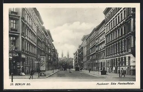 AK Berlin, Muskauer- Ecke Manteuffelstrasse