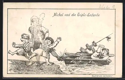 AK Deutscher Michel und die Triple-Entente