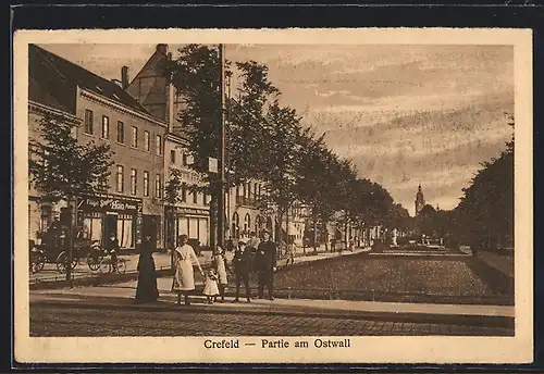 AK Krefeld, Strassenpartie am Ostwall