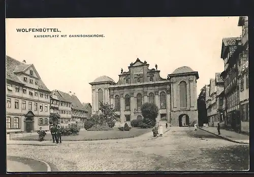 AK Wolfenbüttel, Kaiserplatz mit Garnisonskirche