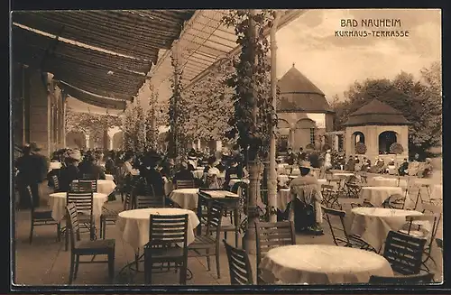 AK Bad Nauheim, Terrasse des Kurhauses mit Besuchern