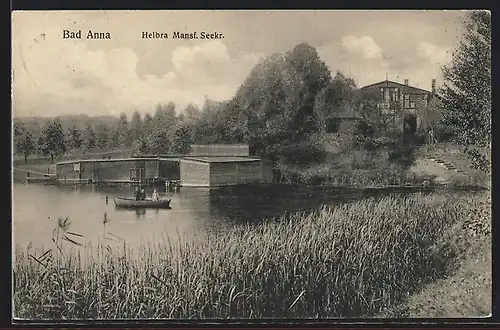 AK Helbra, Gasthaus Bad Anna, Seeblick