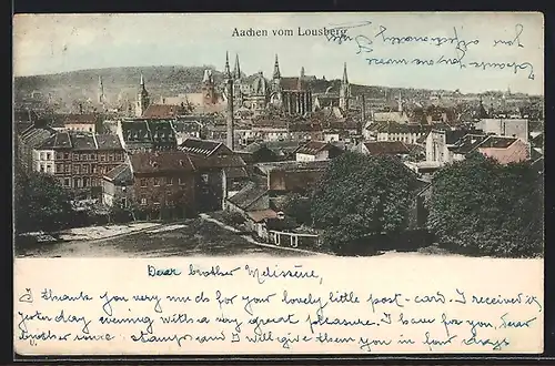 AK Aachen, Ortsansicht vom Lousberg aus
