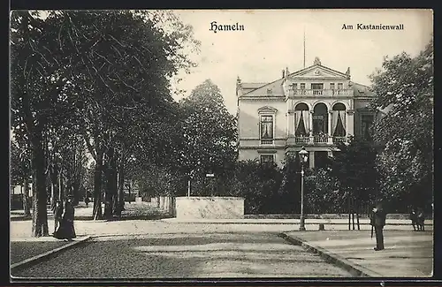 AK Hameln, Kastanienwall mit Stadtvilla