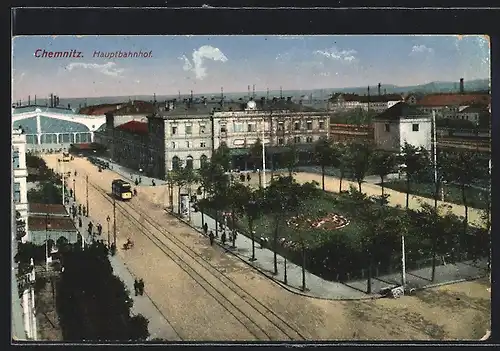 AK Chemnitz, Hauptbahnhof mit Strassenbahnstation