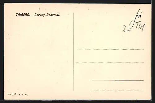 AK Triberg, Gerwig-Denkmal mit Bäumen