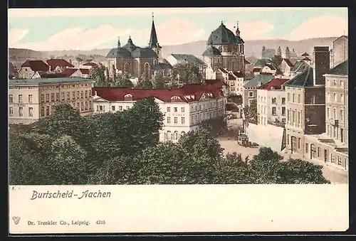 AK Aachen-Burtscheid, Ortsansicht mit Kirche und Hotel
