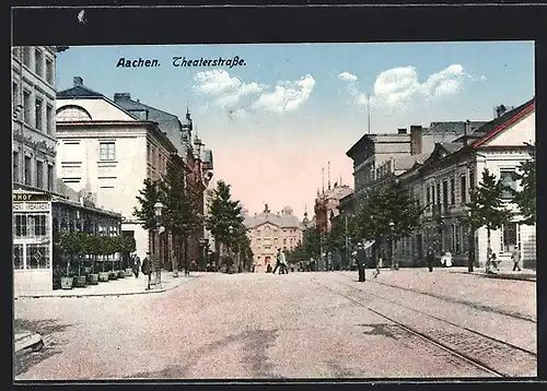 AK Aachen, Tramschienen auf der Theaterstrasse