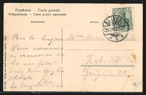 AK Aachen, Theaterstrasse aus der Vogelschau