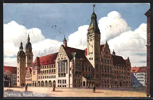 AK Chemnitz, Strassenpartie am neuen Rathaus