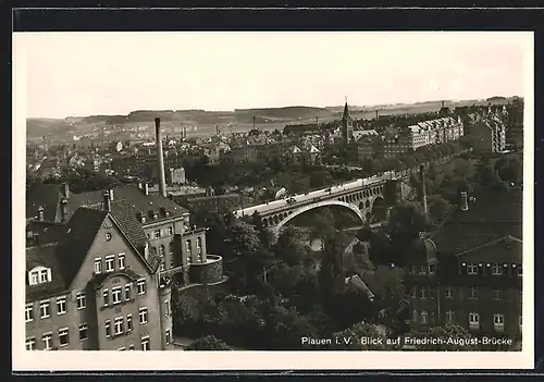 AK Plauen, Ortsansicht mit Friedrich-August-Brücke