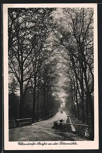 AK Ullersdorf bei Dresden, Ullersdorfer Strasse an der Totenmühle