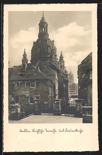 AK Dresden, Brühl`sche Terrasse und Frauenkirche