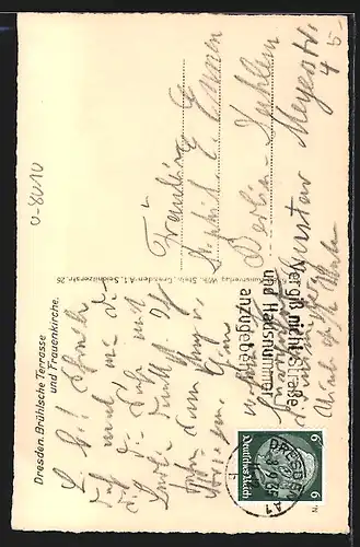 AK Dresden, Brühl`sche Terrasse und Frauenkirche