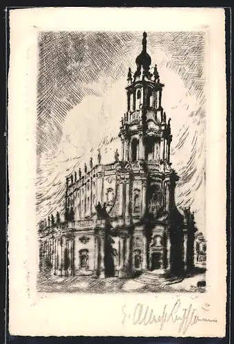 Künstler-AK Dresden, Katholische Hofkirche