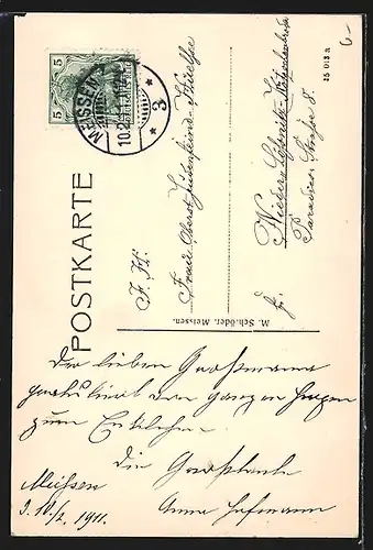 AK Meissen, Strassenpartie im Winter