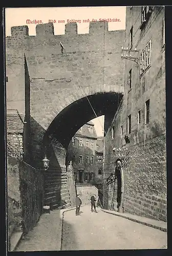 AK Meissen, Blick vom Hohlweg nach der Schlossbrücke