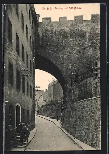 AK Meissen, Strasse Hohlweg und Schlossbrücke