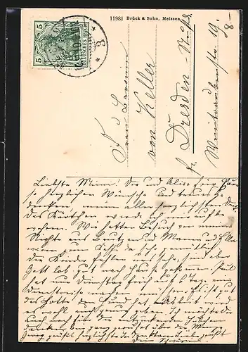 AK Meissen, Strasse Hohlweg und Schlossbrücke