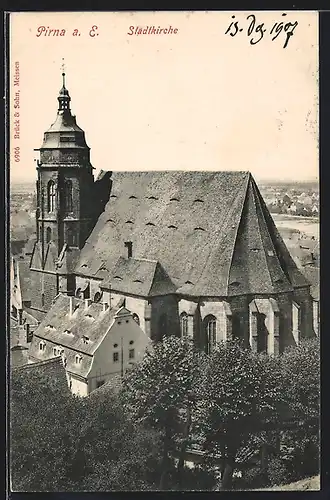 AK Pirna, Blick zur Stadtkirche