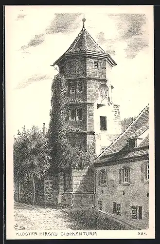 Künstler-AK Hirsau, Glockenturm des Klosters