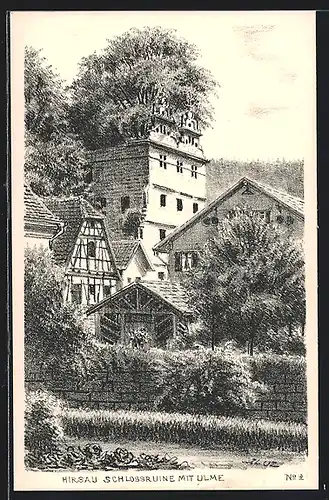 AK Hirsau, Schlossruine mit Ulme