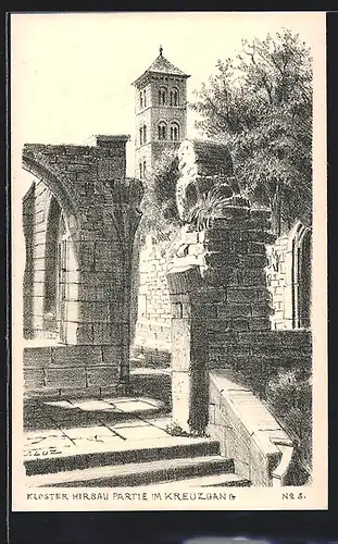 Künstler-AK Hirsau, Partie am Kreuzgang