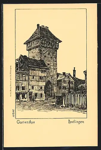 Künstler-AK Reutlingen, Gartentor