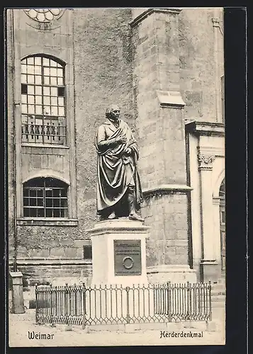 AK Weimar, Herderdenkmal im Sonnenschein