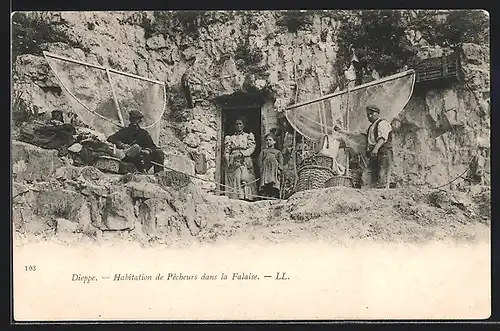 AK Fischerei, Dieppe, Habitation de Pecheurs dans la Falaise