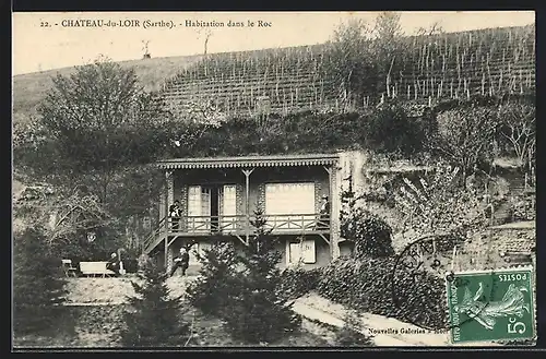 AK Chateau-du-Loir, Habitation dans le Roc, Höhlenwohnung