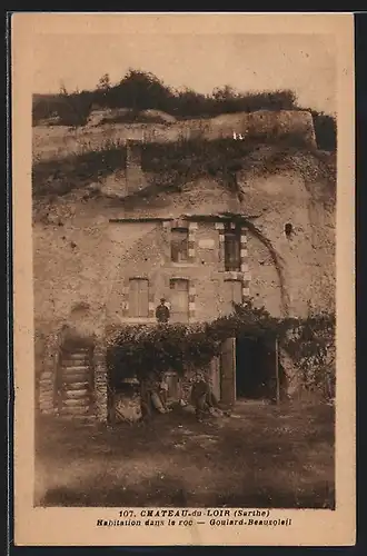 AK Chateau-du-Loir, Habitation dans le roc, Goulard-Beausoleil, Höhlenwohnung