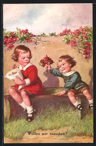 Künstler-AK Wally Fialkowska: Wollen wir tauschen?