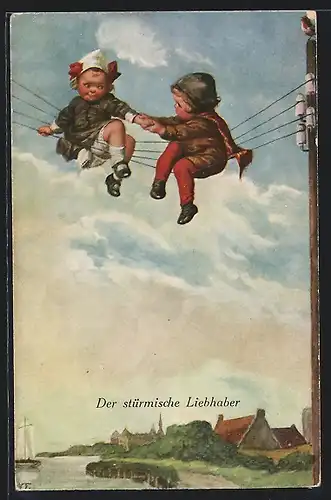 Künstler-AK Wally Fialkowska: Der stürmische Liebhaber