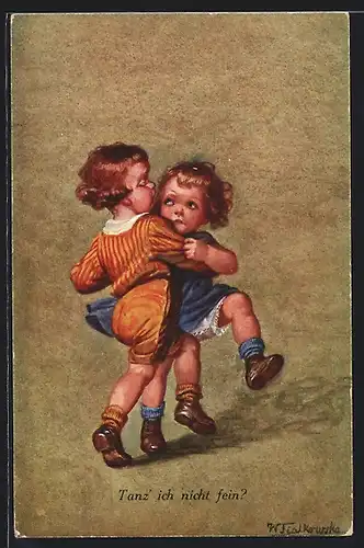 Künstler-AK Wally Fialkowska: Tanz ich nicht fein?