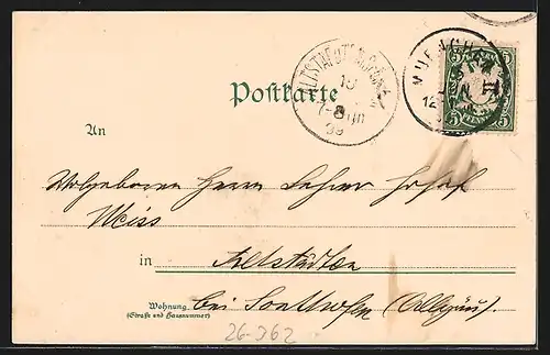 Lithographie München, Theatinerhofkirche, Odeonsplatz