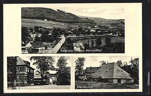 AK Olbernhau, Alter Hammer, Eingang zum Hüttenwerk, Hüttenreihe