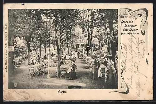 AK Berlin, Café Gärtner von Fritz Reibe, Am Weidendamm 1