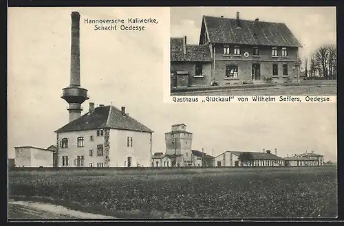 AK Hannover, Gasthaus Glückauf von Wilhelm Seffers, Hannoversche Kaliwerke, Schacht Oedesse